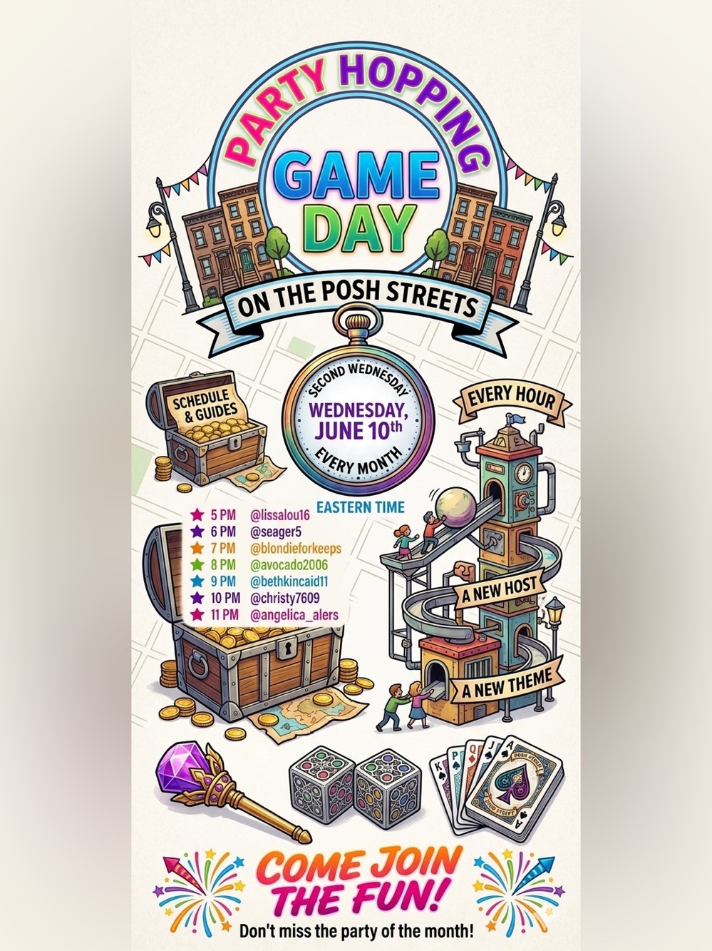 June 10th PARTY HOPPING GAME TRAIN with Friends PLEASE LIKE to Join US